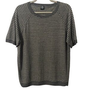 Eleventy Linen Sweater Knit Pullover Gray w Light Tan Stripes Men’s Italian XL